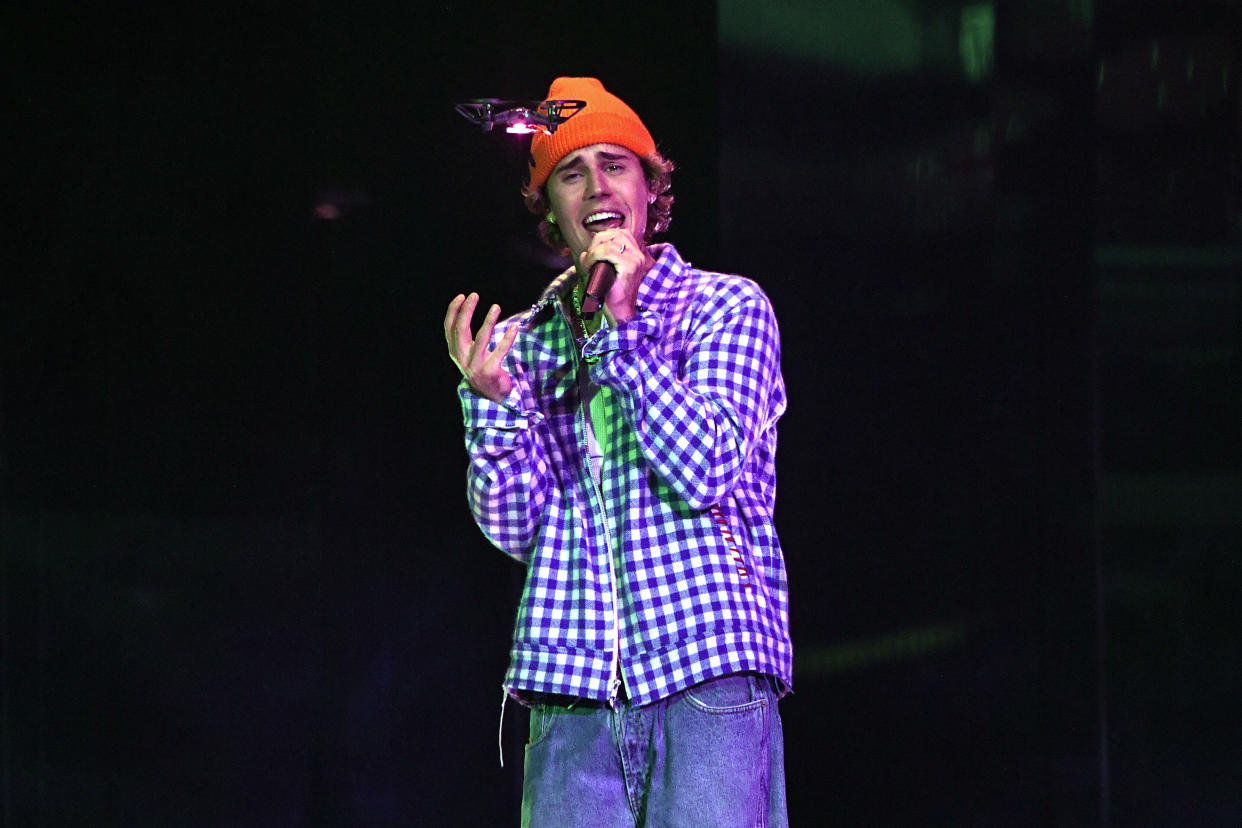 Justin Bieber performs onstage for the 2020 American Music Awards at Microsoft Theater on November 22, 2020 in Los Angeles, California. (Photo by Kevin Mazur/AMA2020/Getty Images for dcp)