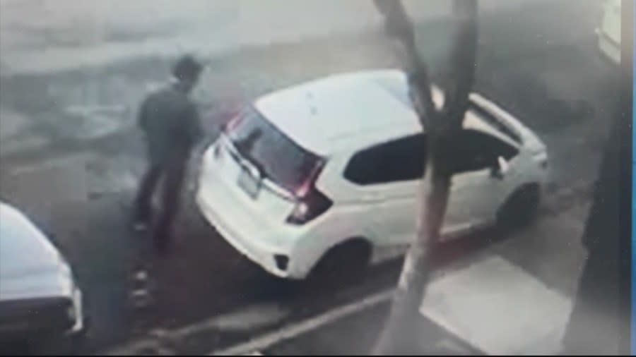 Surveillance video shows Vo driving and re-parking his missing wife’s Honda Fit around Oakland, police said. (SPPD image)