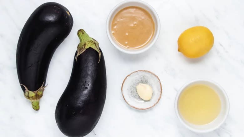 eggplants, tahini, lemon, lemon juice