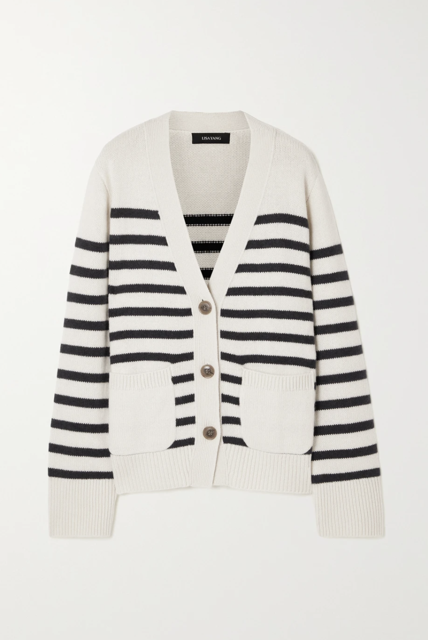 Daphne Striped Cashmere Cardigan