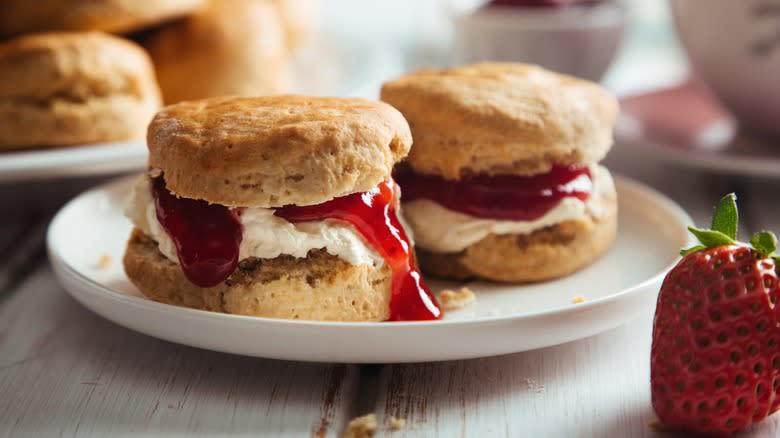 traditional jam and cream filled scone