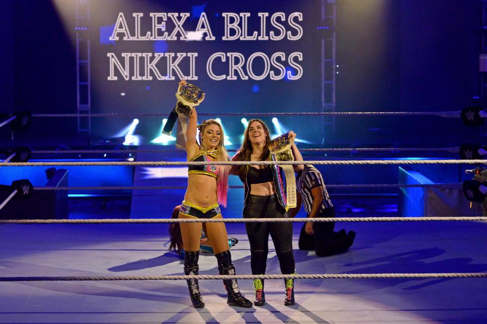 Alexa Bliss and Nikki Cross won the WWE Women's Tag Team Championships. (WWE)