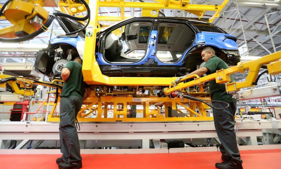 Range Rover production line at Jaguar Land Rover plant in Solihull. The EEF survey follows other warnings on a ‘brain drain’ after Brexit.