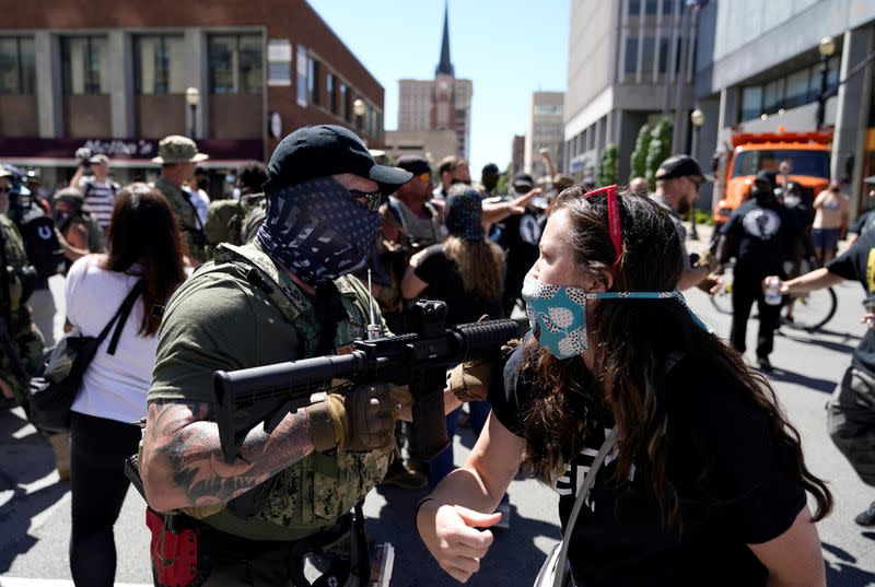 Far-right activists confront Black Lives Matter activists in Louisville