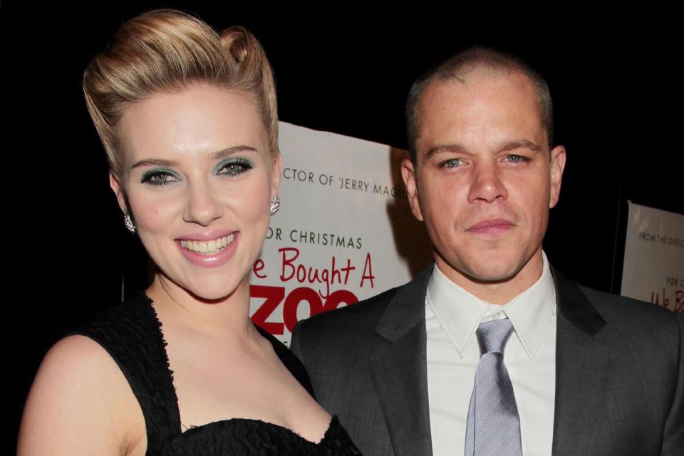 <p>Dave Allocca/Starpix/Shutterstock</p> Scarlett Johansson and Matt Damon at the premiere of <em>We Bought a Zoo</em> on Dec. 12, 2011, in New York City