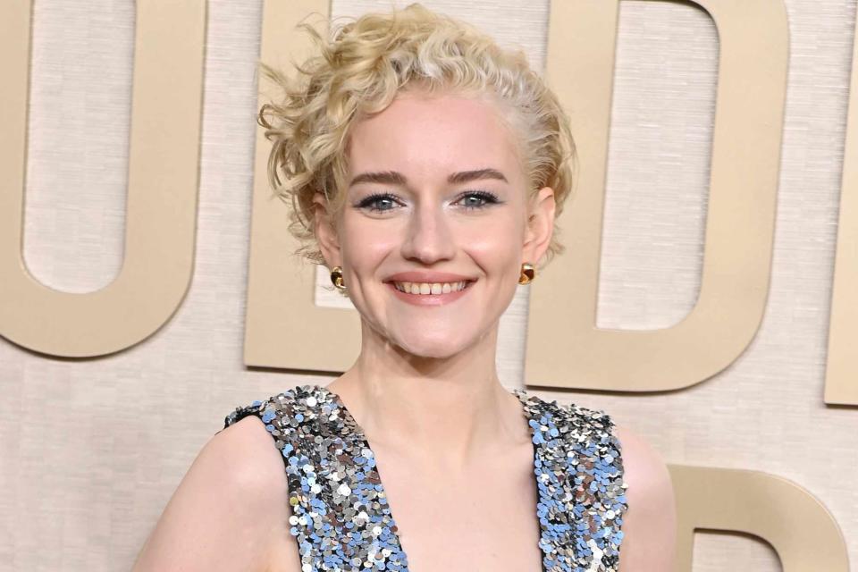 <p>Jon Kopaloff/WireImage</p> Julia Garner at the 2024 Golden Globe Awards on Jan. 7