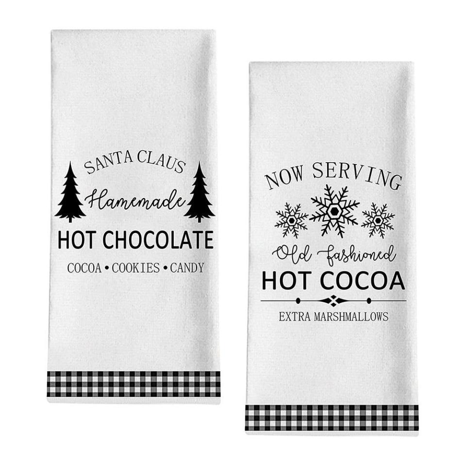 22) Christmas Santa Claus Hot Chocolate Kitchen Dish Towel