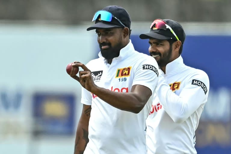 Prabath Jayasuriya, who took nine wickets for Sri Lanka and finished the second innings 5-68 (IDREES MOHAMMED)