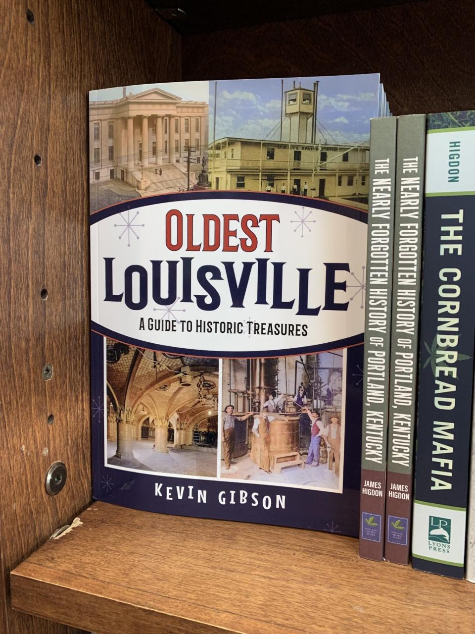 A copy of “Oldest Louisville” by Louisvillian Kevin Gibson sits on the shelf at Carmichael's Bookstore in the Highlands.