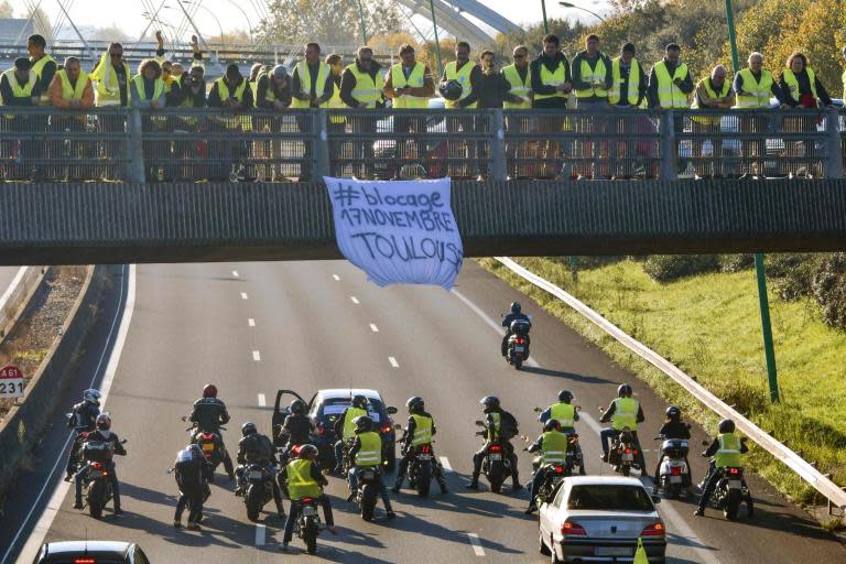 French protester killed after car drove into group blocking road