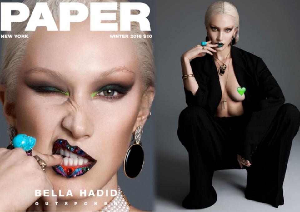 <p>Debuting a shocking new ice blonde look (temporary, we presume) and a boob-baring ensemble, the model used her cover shoot to free the nipple and make a statement [Photo: Instagram/Paper Magazine] </p>