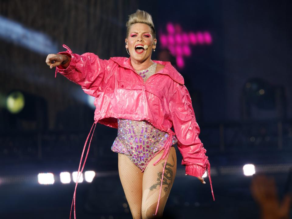 pink performing on stage