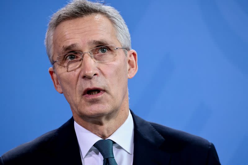 FILE PHOTO: NATO Secretary General Stoltenberg and German Chancellor Scholz attend a news conference, in Berlin