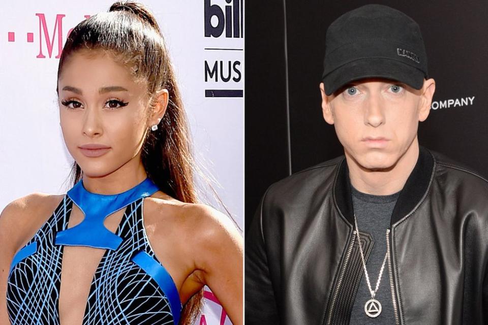 Ariana Grande; Eminem | David Becker/Getty; Kevin Mazur/WireImage