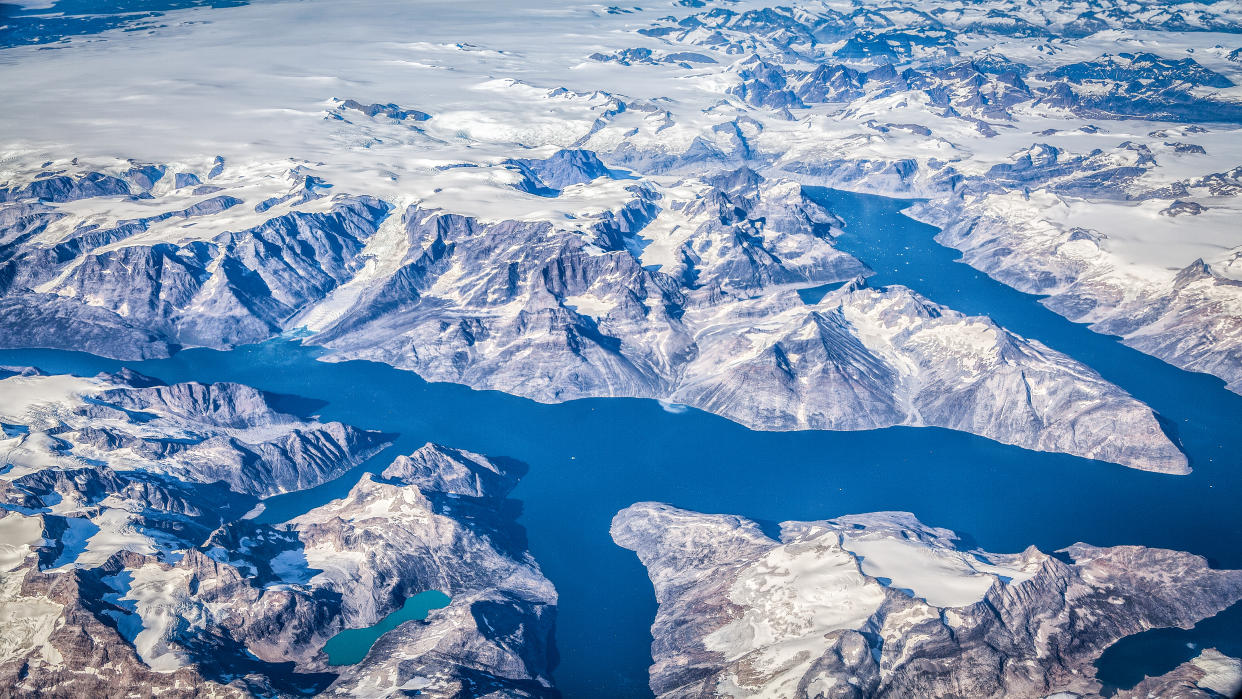 Aerial panoramic view of rugged Greenland scenery (Getty)