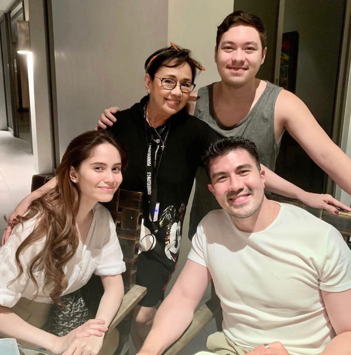 Vilma with eldest son Luis Manzano and daughter-in-law Jessy Mendiola, and younger son Ryan Recto