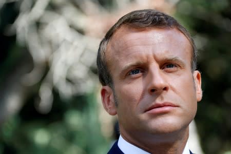 FILE PHOTO: French President Emmanuel Macron attends a ceremony marking the 75th anniversary of the Allied landings in Provence in World War Two which helped liberate southern France, in Boulouris