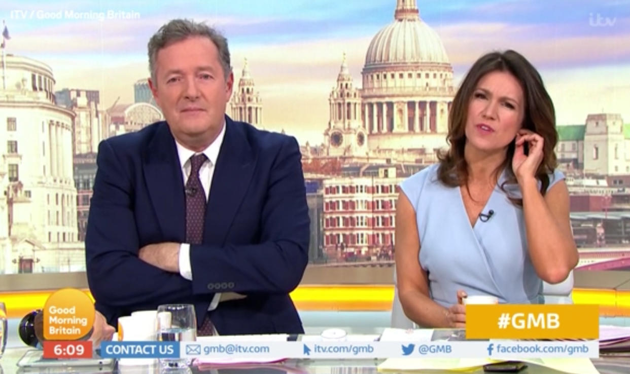 Piers Morgan and Susanna Reid discuss the 2019 Met Gala on 'Good Morning Britain'. (Credit: ITV)