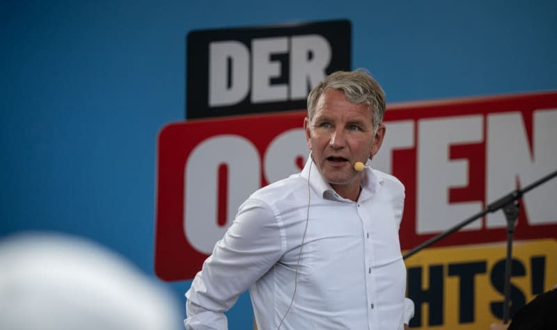 Björn Höcke, top candidate of the AfD, speaks at an AfD election rally before the state elections in Thuringia. Hannes P. Albert/dpa