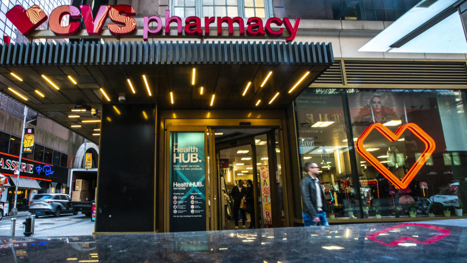 NEW YORK - NY - MARCH 01: People visit the CVS pharmacy store at Times Square on March 1, 2024 in New York City. Two of the biggest Pharmacy chain in United States, CVS and Walgreens, will begin selling the abortion pill mifepristone in some states around the country, as early as March, 2024. (Photo by Eduardo Munoz Alvarez/VIEWpress via Getty Images)