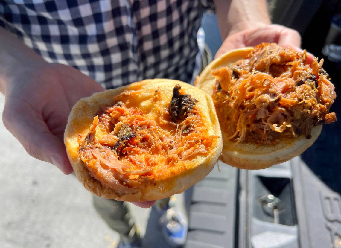 A sliced brisket sandwich at Buc-ee’s in Florence, SC.