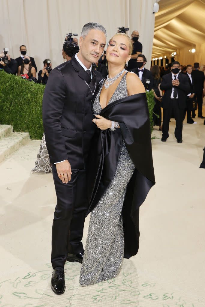 <p>The couple made their red carpet debut with Ora in a bedazzled Prada outfit. </p>