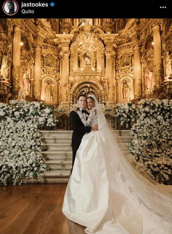 Jasmine Tookes en robe de mariée Zuhair Murad pour épouser Juan David Borrero