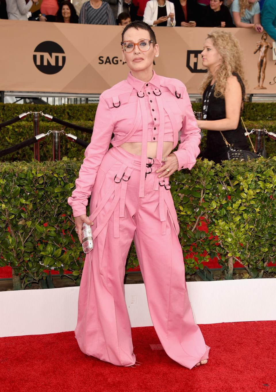 <p><i>OITNB</i> star Lori went down a different route at the SAG Awards in a buckled pink two-piece. <i>[Photo: Getty]</i> </p>