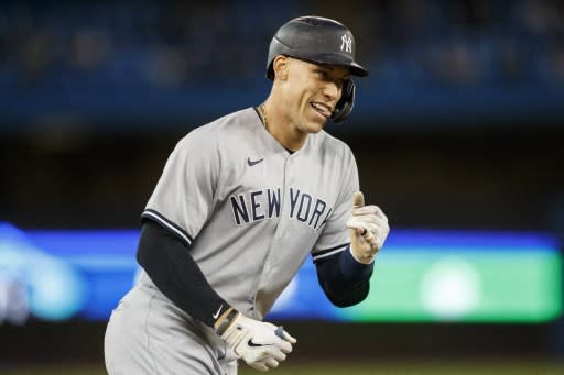 洋基靠著「法官」賈吉（Aaron Judge）單場雙響砲，最終以6-2力退藍鳥。法新社