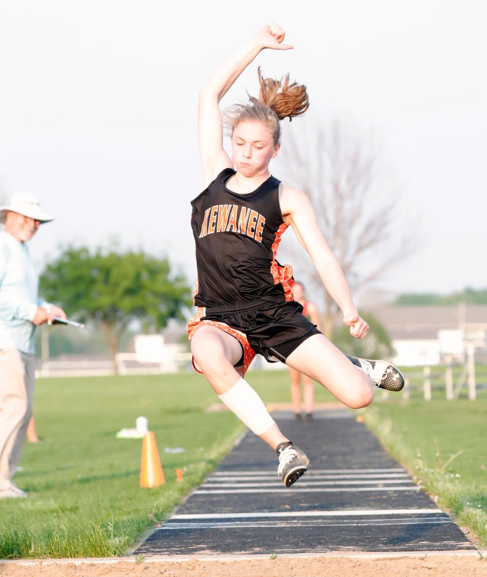 While not making it to state, Emma Crofton took 3rd at sectionals in the Triple Jump with a jump of 10.07 meters [ 33 feet ] and broke the school's record set by Molly Welgat in 2019 with a jump of 32'09 {9.98 Meters}