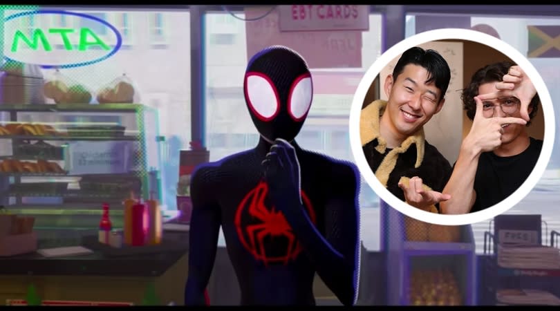  Miles Morales as Spider-man and Son Heung-min with actor Tom Holland 