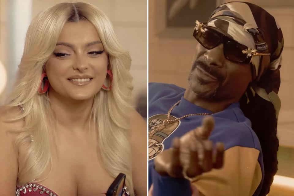 Bebe Rexha/youtube Bebe Rexha and Snoop Dogg in the "Satellite" music video 