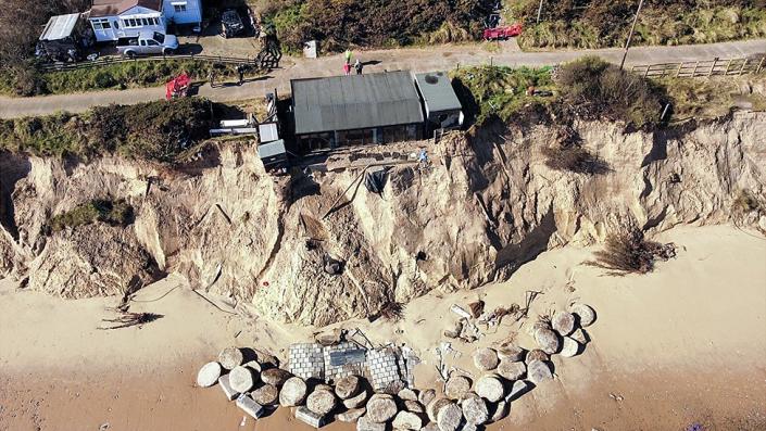 Toma aérea de la propiedad de Lance Martin en The Marrams en Hemsby, Norfolk