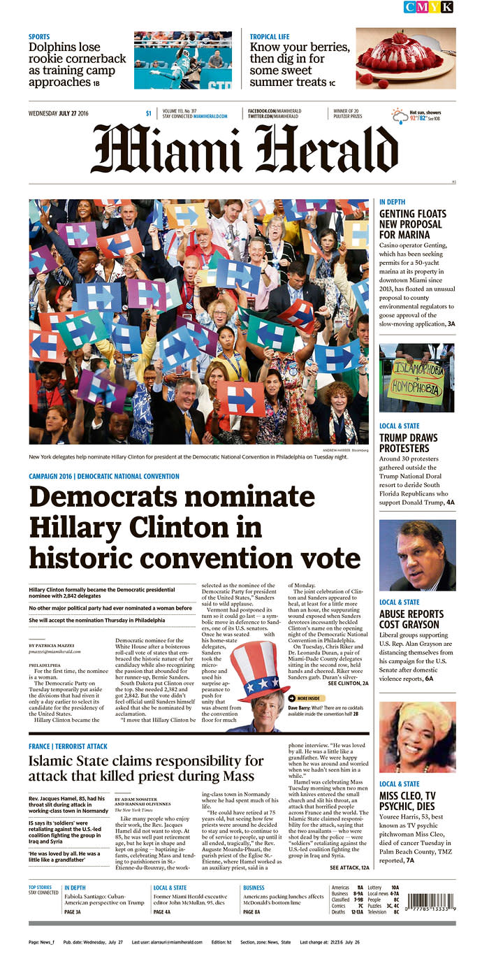 Democrats nominate Hillary Clinton in historic conventon vote - The Miami Herald