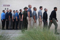 <p>A U.S. Border Patrol instructor yells at trainees after their initial arrival to the U.S. Border Patrol Academy on August 2, 2017 in Artesia, N.M. (Photo: John Moore/Getty Images) </p>