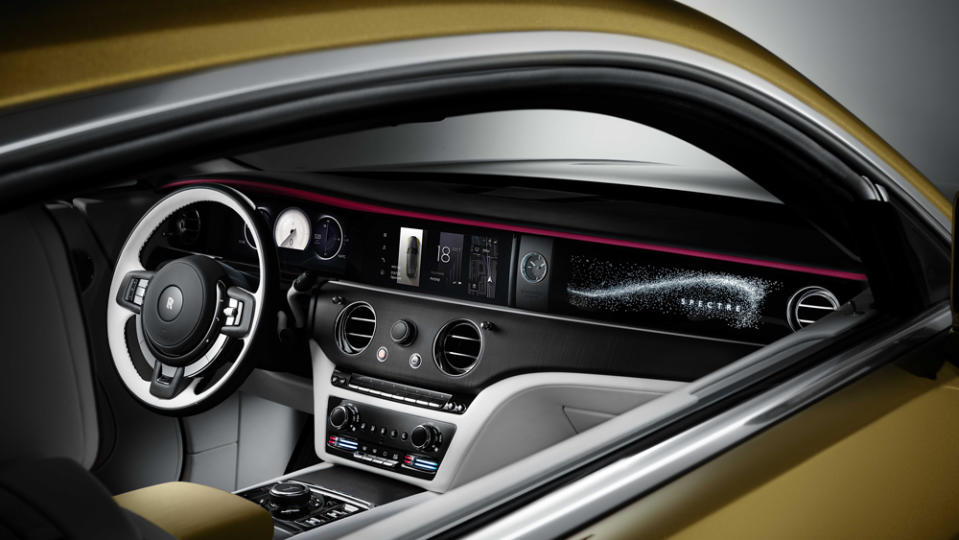 The interior of the all-electric Rolls-Royce Spectre coupe.