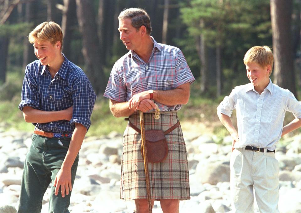 King Charles with Princes William and Harry in 1997.
