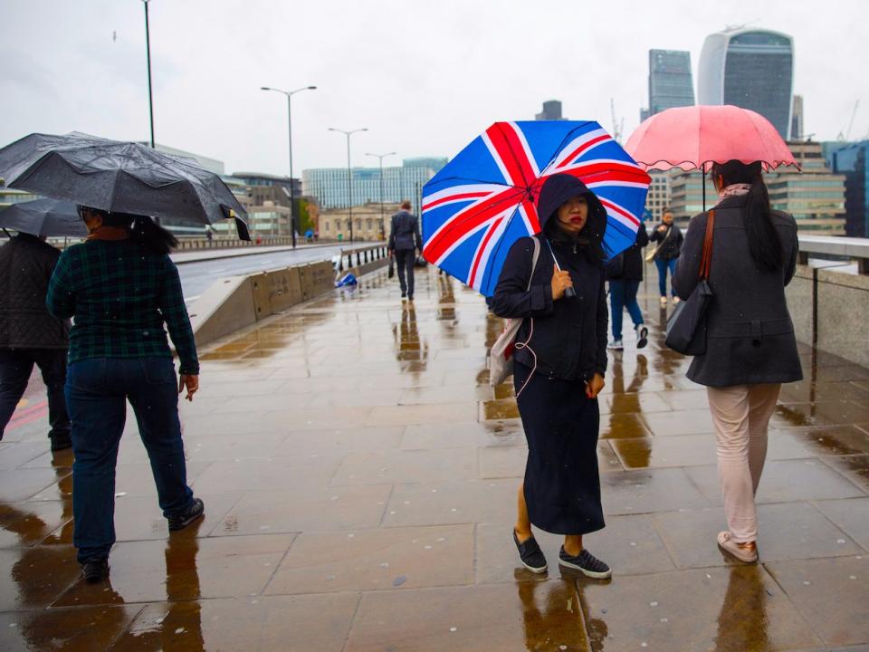 union jack britain flag umbrella sad