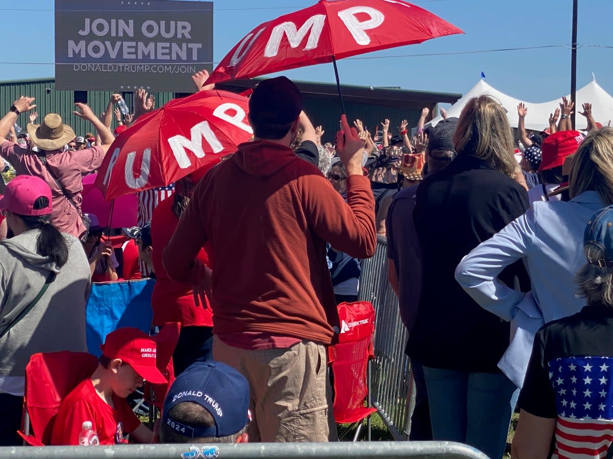 Trump supporters have started to arrive at the rally site in Waco, Texas (Josh Marcus)