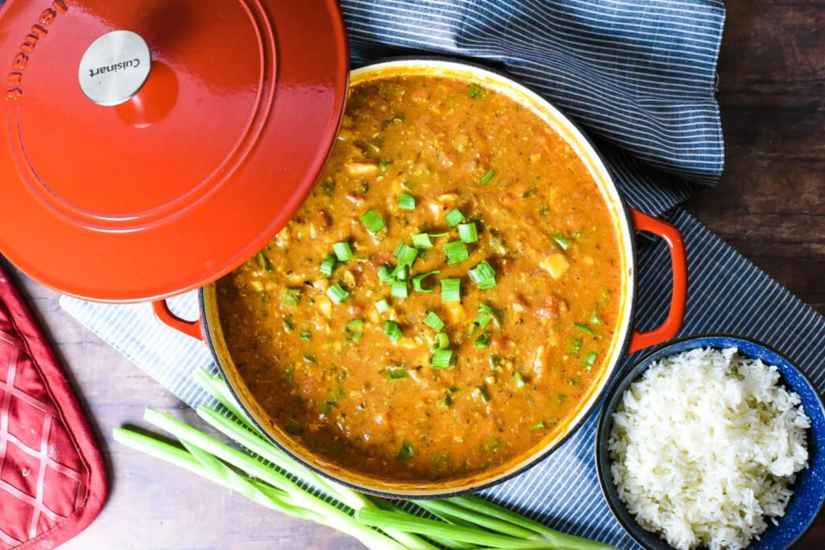 <p>Dude That Cookz</p><p>Savory Creole Fish Etouffee (Stew) combines the creamy consistency of an etouffee with the vibrant flavors of a tomato-based Creole stew.</p><p><strong>Get the recipe: <a href="https://dudethatcookz.com/creole-fish-etouffee/" rel="nofollow noopener" target="_blank" data-ylk="slk:Creole Fish Etouffée (Stew);elm:context_link;itc:0;sec:content-canvas" class="link rapid-noclick-resp">Creole Fish Etouffée (Stew)</a></strong></p>