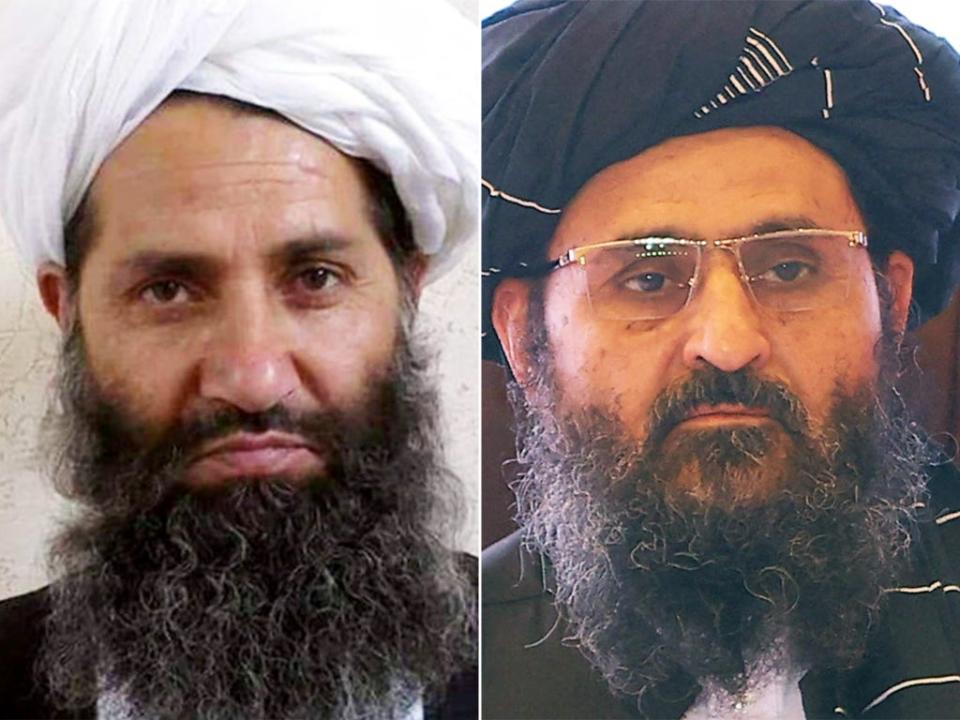 Mullah Haibatullah Akhundzada, left, and Mullah Abdul Ghani Baradar have not been seen for some time (AFP/Getty)