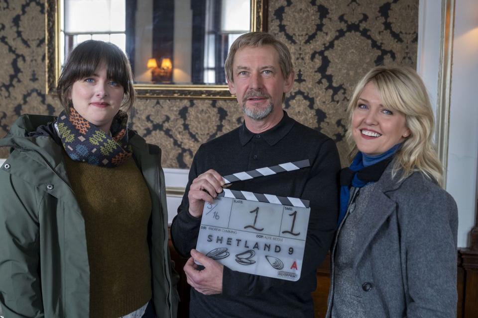 alison o'donnell, ian hart and ashley jensen film shetland