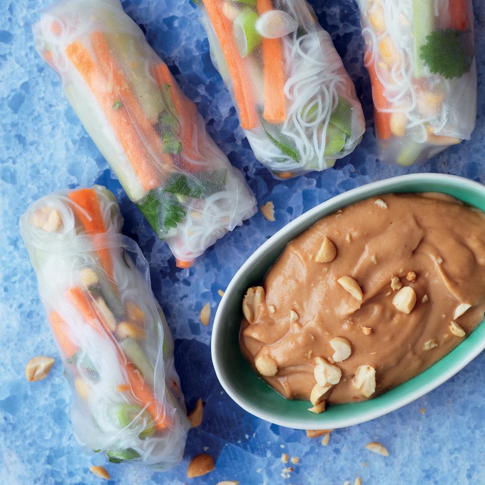 summer rolls with satay dip