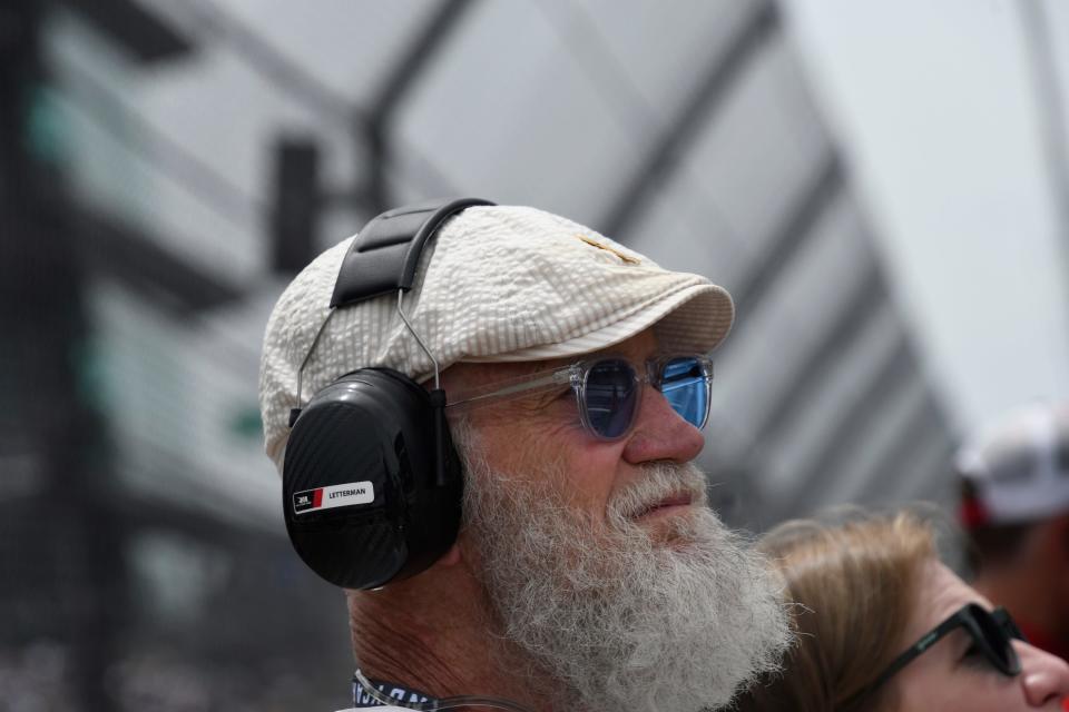 David Letterman of Rahal Letterman Racing watches the action on Sunday, May 28, 2023, at the 107th running of the Indianapolis 500 at Indianapolis Motor Speedway.