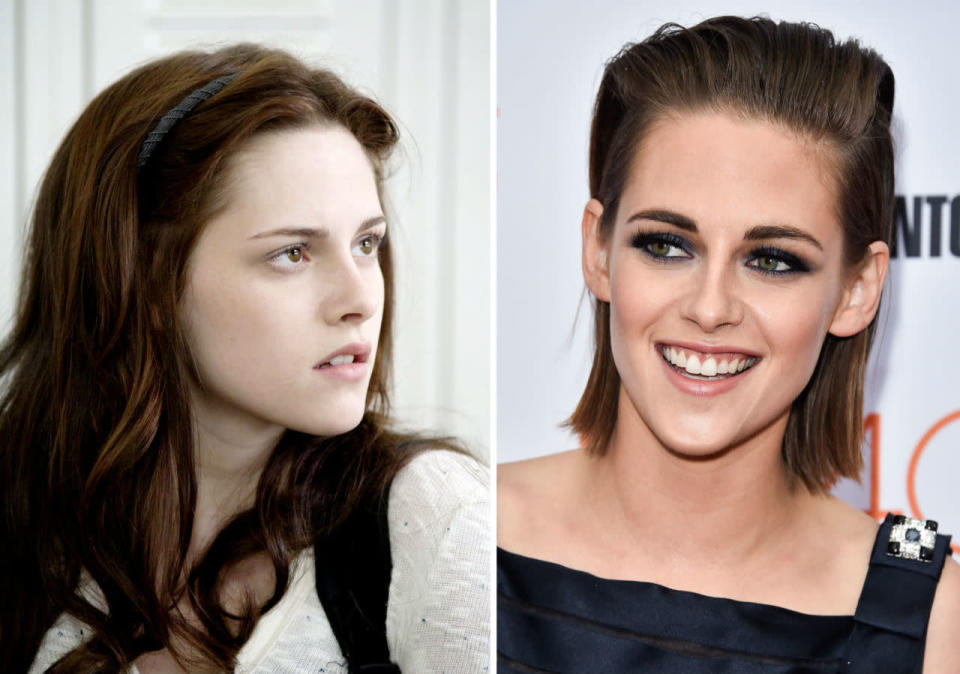 Muchos pensaban que a Kristen Stewart (Bella Swan) le iba a perseguir toda la vida su personaje de ‘Crepúsculo’, pero no ha sido así. Y es que no solo es una de las nuevas musas de Woody Allen (actualmente está rodando con el genio neoyorquino), sino que también es la única actriz estadounidense que ha conseguido un premio César, el Oscar de Francia, por su trabajo en ‘Viaje a Sils Maria’ (’Sils Maria’, 2014). ¿Te gustaba más con el pelo largo? (Foto: Summit Entertainment / George Pimentel / WireImage / Getty Images).