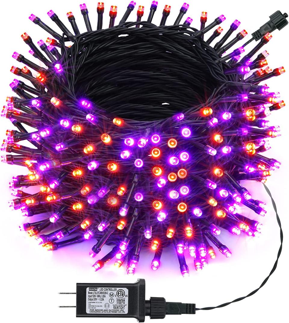 Halloween Orange & Purple Lights, 82 Feet 200 LED 8 Modes Halloween String Lights with Timer, Connectable, Halloween Twinkle Orange Purple Lights for Halloween, Garden, Yard, Halloween Party Decor