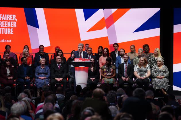 Party leader Sir Keir Starmer making his keynote address during the Labour Party Conference in Liverpool. (Photo: Peter Byrne - PA Images via Getty Images)