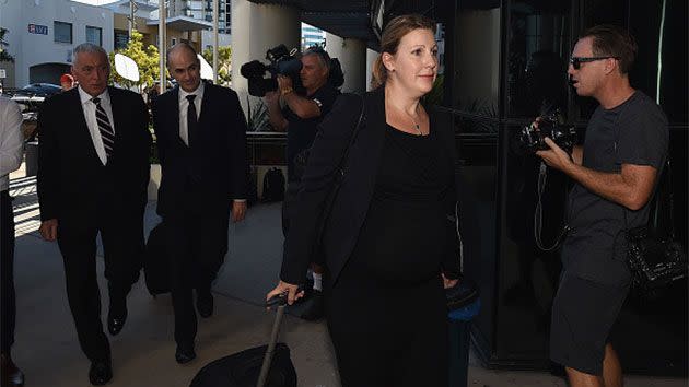 A member of Amber Heard’s legal team, Defence Barrister Paula Morreau, arrives at a court on the Gold Coast. Photo: AFP