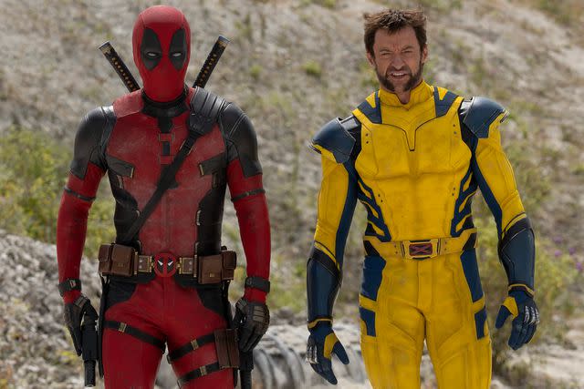 <p>Jay Maidment/ 20th Century Studios / MARVEL</p> Ryan Reynolds and Hugh Jackman in 'Deadpool and Wolverine'