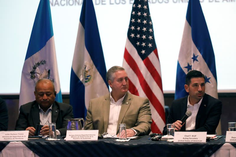 U.S. Department of Homeland Security Acting Secretary Chad Wolf holds a meeting with Guatemala's Interior Minister Enrique Degenhart, in Guatemala City